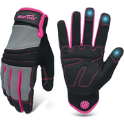 MELOTOUGH Women Work Gloves,Safety Work Gloves for Mechanic,Garden,Warehouse,Yard,TouchScreen Working Gloves,Breathable,Pink