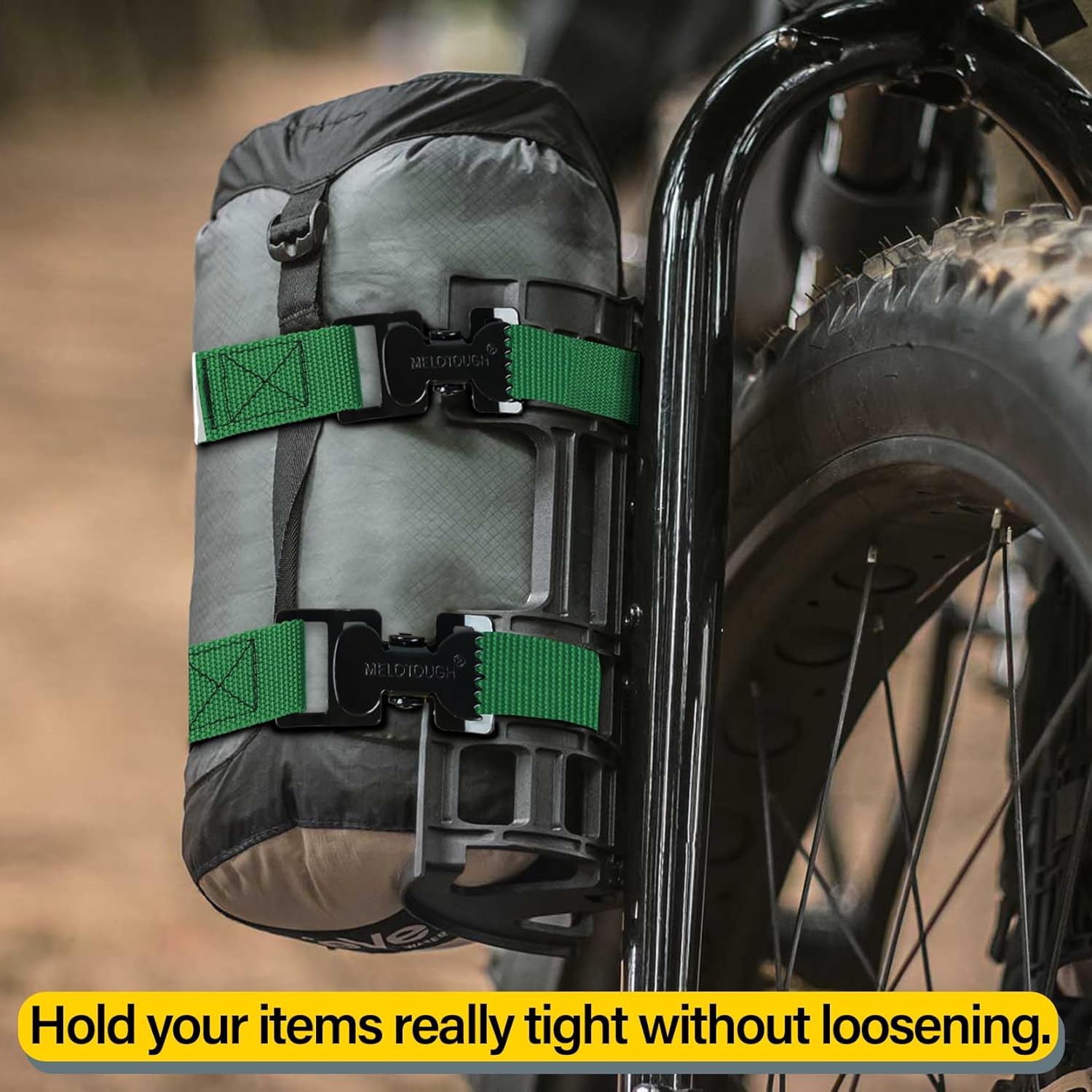 MELOTOUGH 4pk 1" x 2ft Lashing Straps with Alligator Thumb Buckle, Green, Up to 450lbs