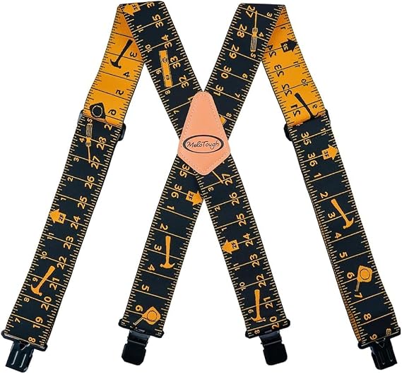 MELOTOUGH Men's Heavy Duty Work Suspenders, 2 Inch Fully Elastic X-Back Adjustable Suspenders with Metal Clips