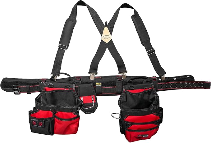 【SW002-Padded】MELOTOUGH Padded Tool Belt Work Suspenders With Super Strong Clip for Carpenter's Suspension Rig construction suspenders for men