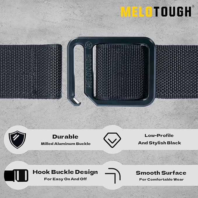 【MEB01-S】MELOTOUGH Modular EDC Tool Belt - 1.75 Inch Adjustable Black Nylon Work Belt with Metal Buckle,Electrician Tool Belts for Men