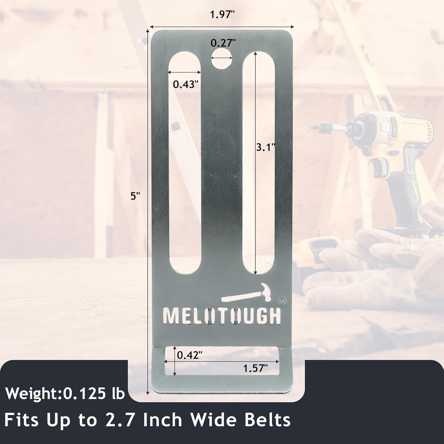 【MTP03】MELOTOUGH Drill Belt Holder,Drill Holder for Tool Belt,Drill Holster,Tape Measure Holder(Fits Up to 2.7" Belt)