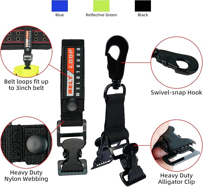 MELOTOUGH Firefighter Glove Strap | Work Glove Holder Clip with Glove Leash Swivel Snap Hook,Alligator Clip