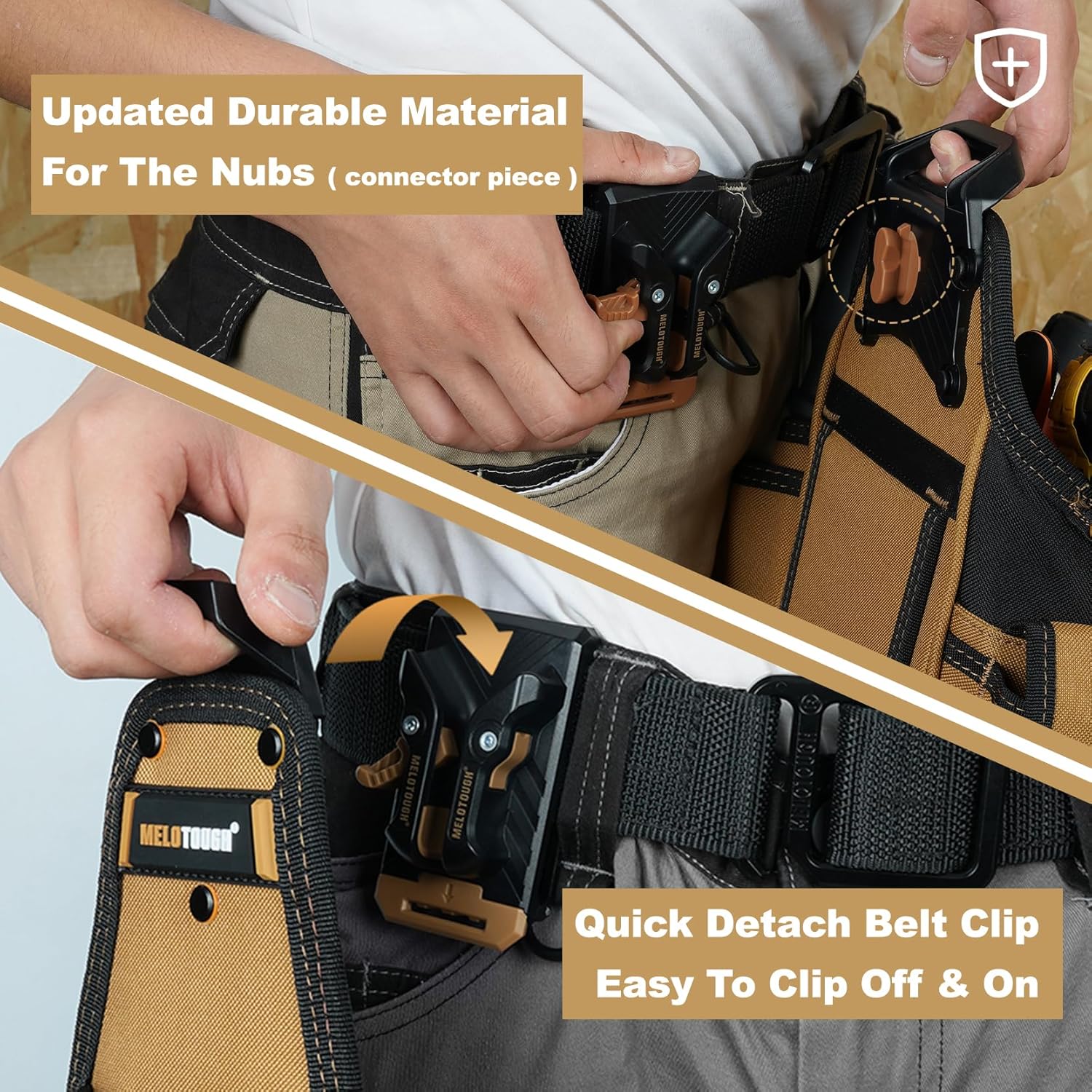 MELOTOUGH Small Electrician Tool Pouch With Belt Clip Attachment - 9 Pockets Tradesman Bag With Tape Thong - Holster for Electricians