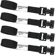 【MTS02-black】MELOTOUGH 4Pk 1" x 2ft Lashing Strap with Alligator Thumb Buckle Cargo Secure Webbing Up to 450lbs,Ladder Straps,Tie Down Straps,Utility Straps with Clips,Black