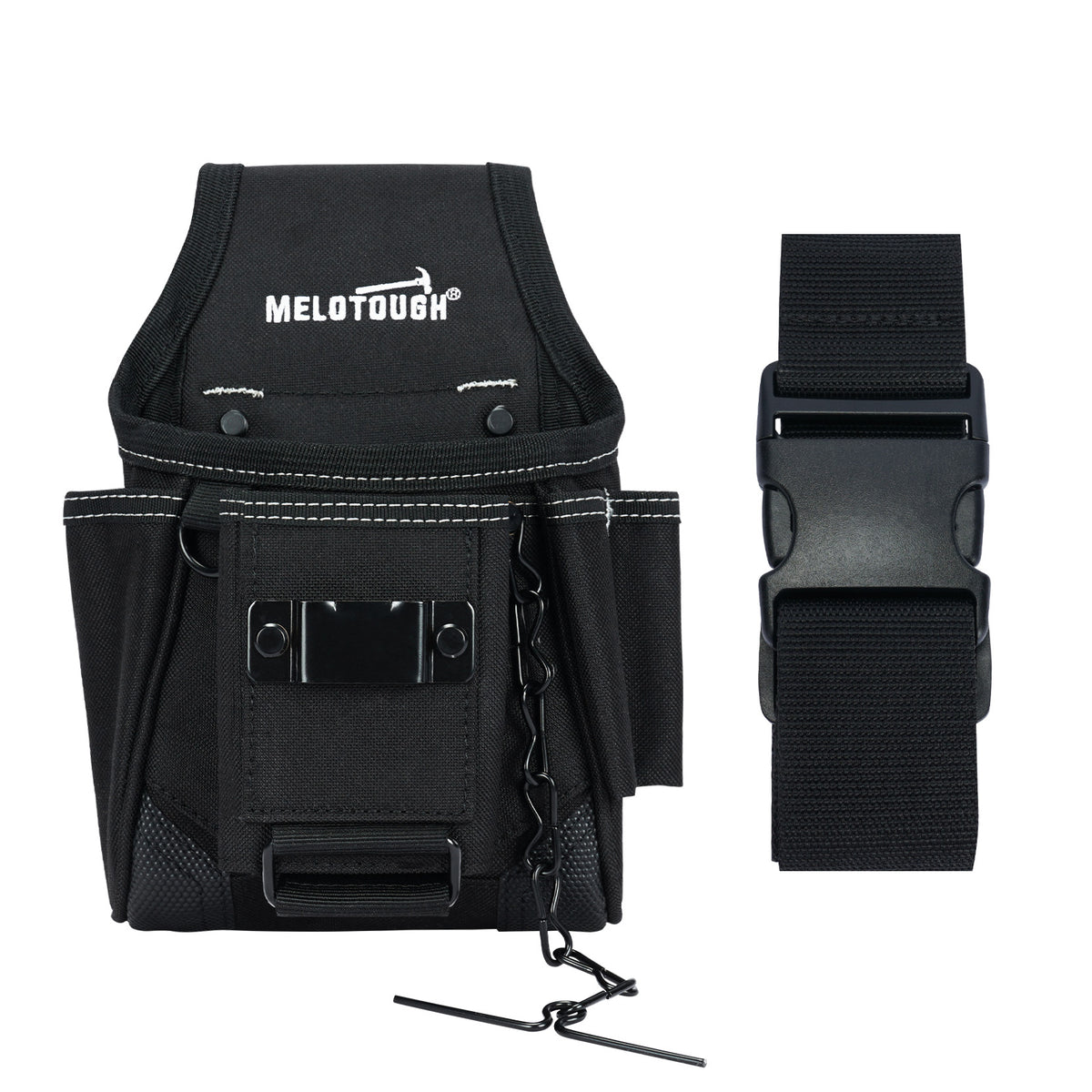 MELOTOUGH 9-Pocket Heavy-Duty Electrician Tool Pouch with Belt Clip (Black)