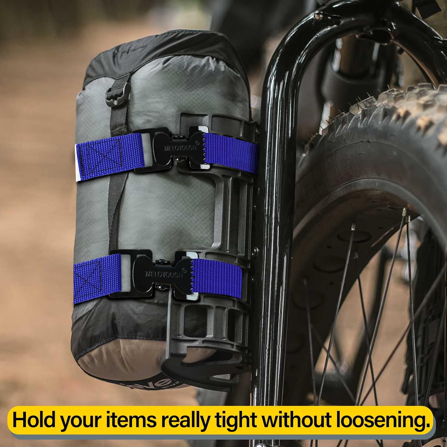 MELOTOUGH 4Pk 1" x 2ft Lashing Strap with Alligator Thumb Buckle Cargo Secure Webbing Up to 450lbs,Ladder Straps,Tie Down Straps,Utility Straps with Clips,Blue