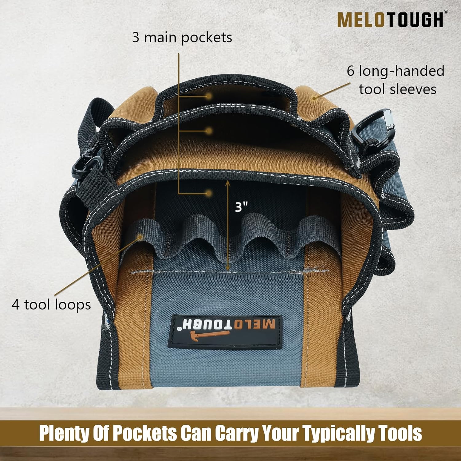MELOTOUGH Electrician's Small Tool Pouch for Tool Belt Tool Pouch Tool Holster with Multiple Pockets, Construction Pouch Tool Organizer for Tools