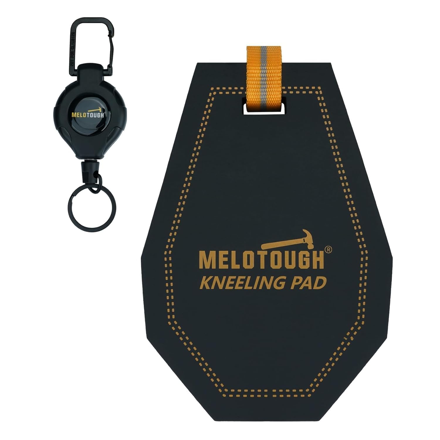 MELOTOUGH Mini Kneeling Pads with Badge Reel for Work, 1" Thick Soft NBR Foam Kneeling Pad for Mechanics, Construction, Electricians, Plumbers - Portable & Comfortable (Black)