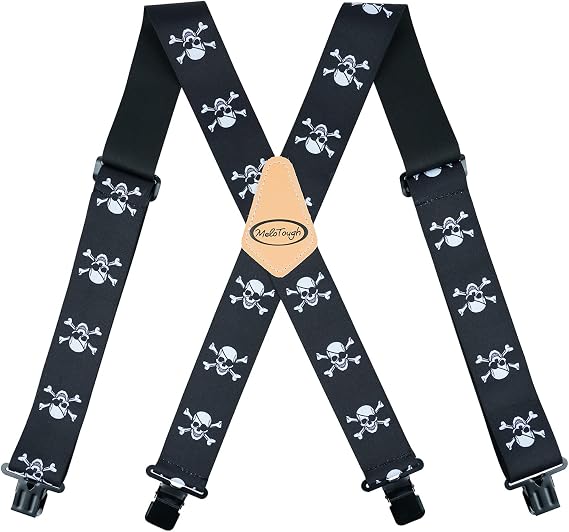 MELOTOUGH Men's Heavy Duty Work Suspenders, 2 Inch Fully Elastic X-Back Adjustable Suspenders with Metal Clips
