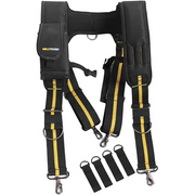 【SW201A】MELOTOUGH Suspenders Tool Belt Suspenders with Large Moveable Phone Holder, Pencil Holder, Adjustable Size Padded Suspenders…