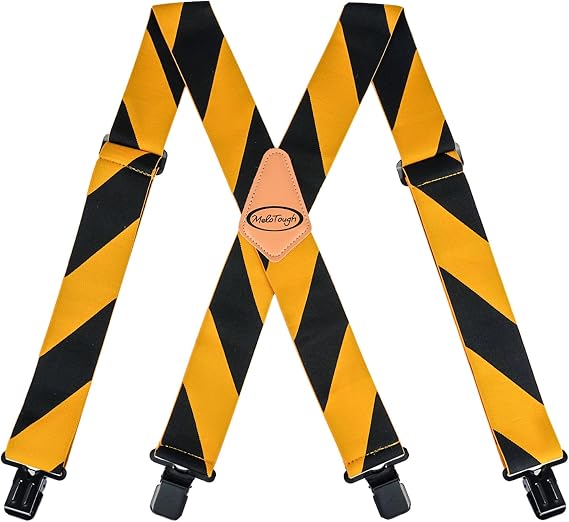 MELOTOUGH Men's Heavy Duty Work Suspenders, 2 Inch Fully Elastic X-Back Adjustable Suspenders with Metal Clips