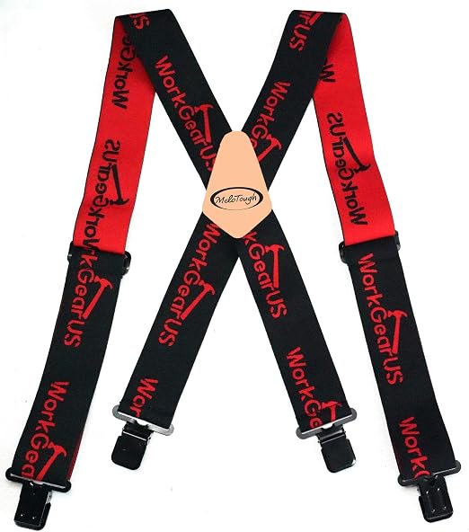 MELOTOUGH Men's Heavy Duty Work Suspenders, 2 Inch Fully Elastic X-Back Adjustable Suspenders with Metal Clips