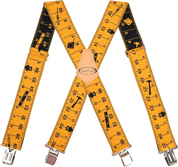 MELOTOUGH Men's Heavy Duty Work Suspenders, 2 Inch Fully Elastic X-Back Adjustable Suspenders with Metal Clips