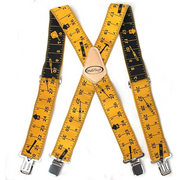 【SP0004】Mens Suspenders 2" Wide Adjustable and Elastic Braces X Shape with Very Strong Clips - Heavy Duty tape measure suspenders for men (Rule)