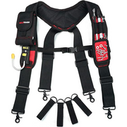 【SW401-Red】MELOTOUGH Magnetic Tool Belt Suspenders with Magnetic WristBand for Work Belt Padded Suspenders Constrcution