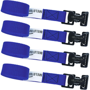 【MTS02-blue】MELOTOUGH 4Pk 1" x 2ft Lashing Strap with Alligator Thumb Buckle Cargo Secure Webbing Up to 450lbs,Ladder Straps,Tie Down Straps,Utility Straps with Clips,Blue