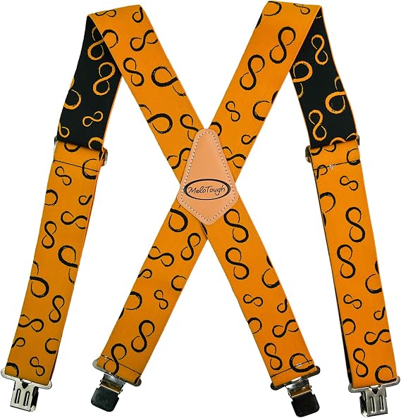 MELOTOUGH Men's Heavy Duty Work Suspenders, 2 Inch Fully Elastic X-Back Adjustable Suspenders with Metal Clips