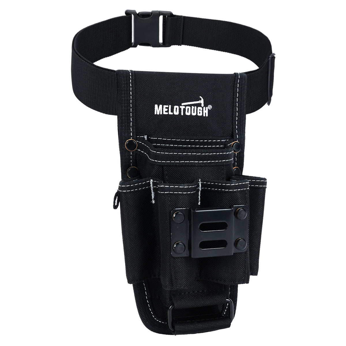 MELOTOUGH 7-Pocket Electrician Tool Belt Pouch with Belt Clip (Black)