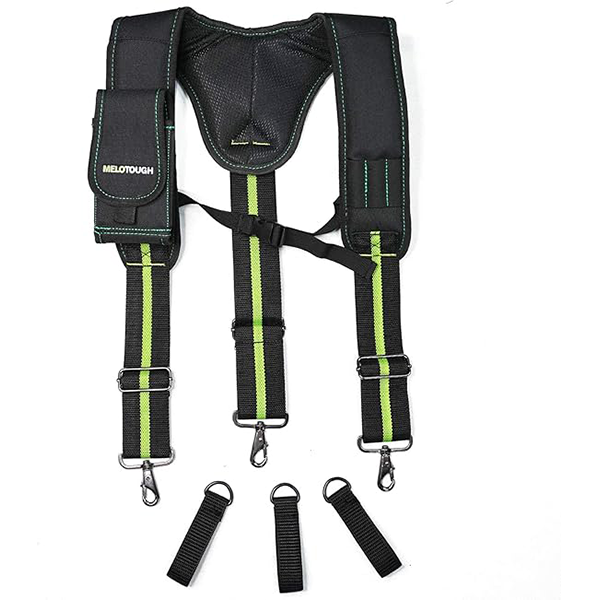 【SW101-Green】MELOTOUGH Tool Belt Suspenders for Work Belt Suspenders Heavy Duty Padded Suspenders for Electrician/Construction/Farmer