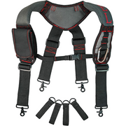 【SG001-Red】MELOTOUGH Gel Padded Tool Belt Suspenders Work Belt Suspender Tool Belt Suspenders with Gel shoulder for Electrician,Contruction,Carpenter (Trigger Snap Hook with Red Color)