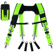 【SW201A-HI VIS】MELOTOUGH Tool Belt Suspenders Construction Bag Suspenders Padded Work Belt Hi Vis Suspenders for Carpenter/Electrician