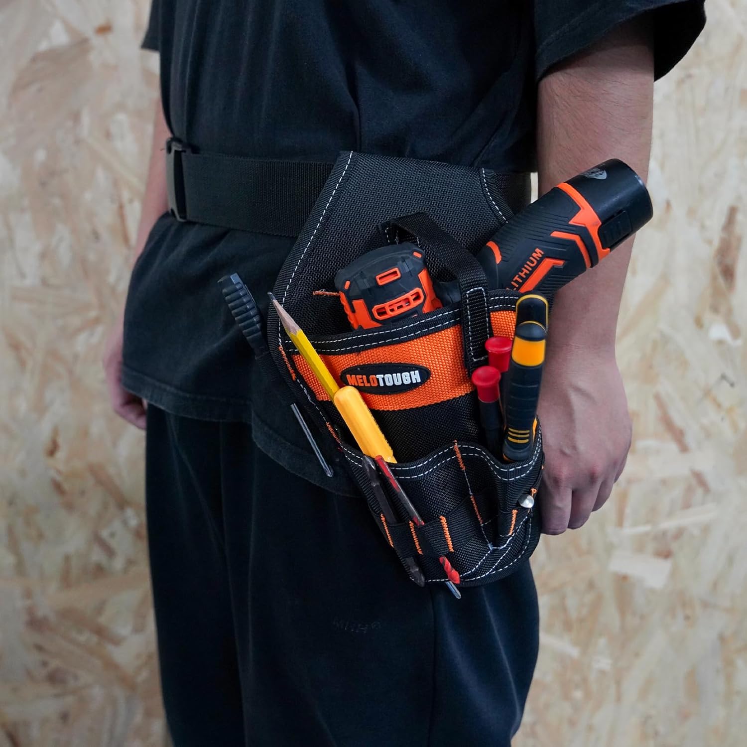 【MDH01-L】MELOTOUGH Left/Right Handed Belt Cordless Drill Holster for Tool Belt Drill Pouch Impact Driver Holster for Drill bits