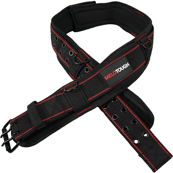 【WB001-Red-L】MELOTOUGH Padded Tool Belt with D ring for men construction Strong Durable Double Metal Roller Buckle,adjustable waist 44'-53'thick confortable foam padding (XXL)