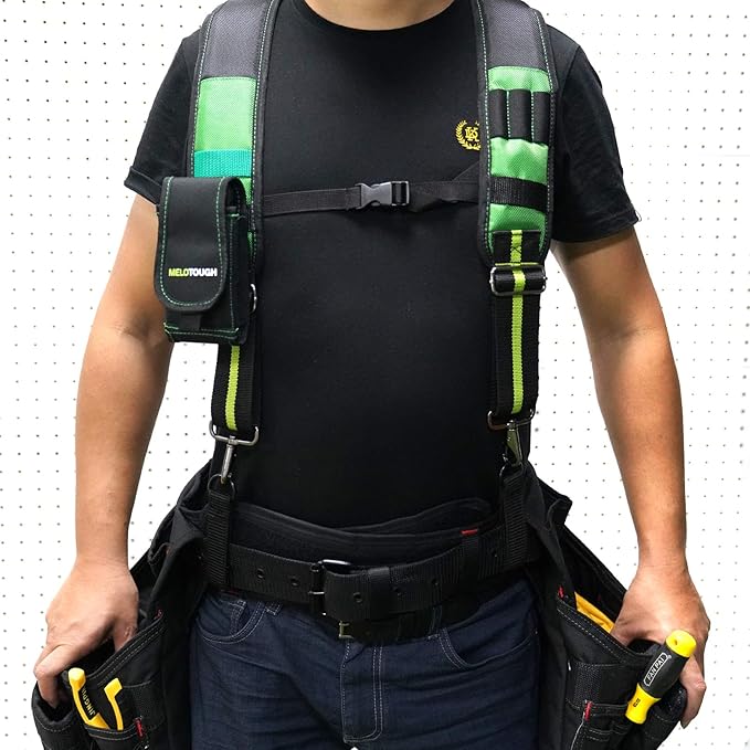MELOTOUGH Tool Belt Suspenders – Heavy Duty Padded Work Suspenders for Electricians, Construction & Farmers