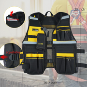 【TV-Yellow】MELOTOUGH Tool Vest Reflective Safety Tool Vest with Removable Phone Holder,Retractable Pen Holder for Handyman,Electrician,Carpenters(Yellow)