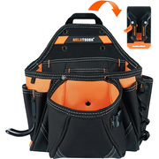 【MQCF02-Orange】MELOTOUGH Contractor Electrician Tool Pouch - Nail Screw Work Framer Belt With Hammer Loop Clip-on Utility Organizer and Kickstand Back