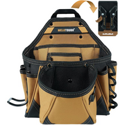 【MQCF02-Khaki】MELOTOUGH Contractor Electrician Tool Pouch - Nail Screw Work Framer Belt With Hammer Loop Clip-on Utility Organizer and Kickstand Back