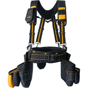 【TC01-Yellow】MELOTOUGH 28-Pocket Pro Framer's rig Combo Apron Tool Belt and Heavy Duty Padded Suspenders with Magnetic Desinger for Technician/Carpenter/and Electrician's Tools（Yellow)