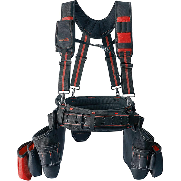 【TC01-Red】MELOTOUGH Pro Framer Combo System-Magnetic Tool Pouch Build Heavy Duty Carpenter Tool Belt and Multi Function Tool Belt Suspenders（red)