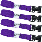 【MTS02-purple】MELOTOUGH 4Pk 1" x 2ft Lashing Strap with Alligator Thumb Buckle Cargo Secure Webbing Up to 450lbs,Ladder Straps,Tie Down Straps,Utility Straps with Clips,Purple
