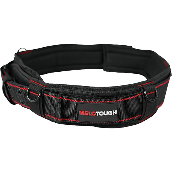 【WB001-Red-L】MELOTOUGH Padded Tool Belt with D ring for men construction Strong Durable Double Metal Roller Buckle,adjustable waist 44'-53'thick confortable foam padding (XXL)