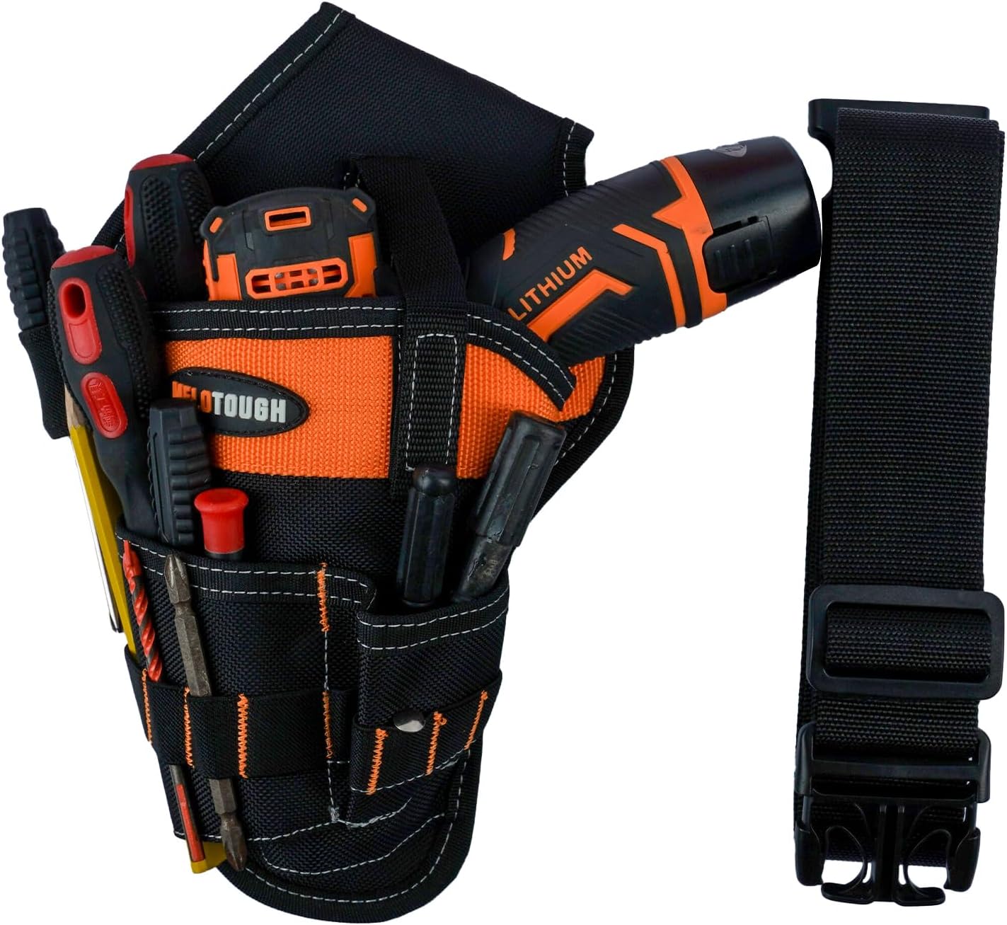 【MDH01-L】MELOTOUGH Left/Right Handed Belt Cordless Drill Holster for Tool Belt Drill Pouch Impact Driver Holster for Drill bits