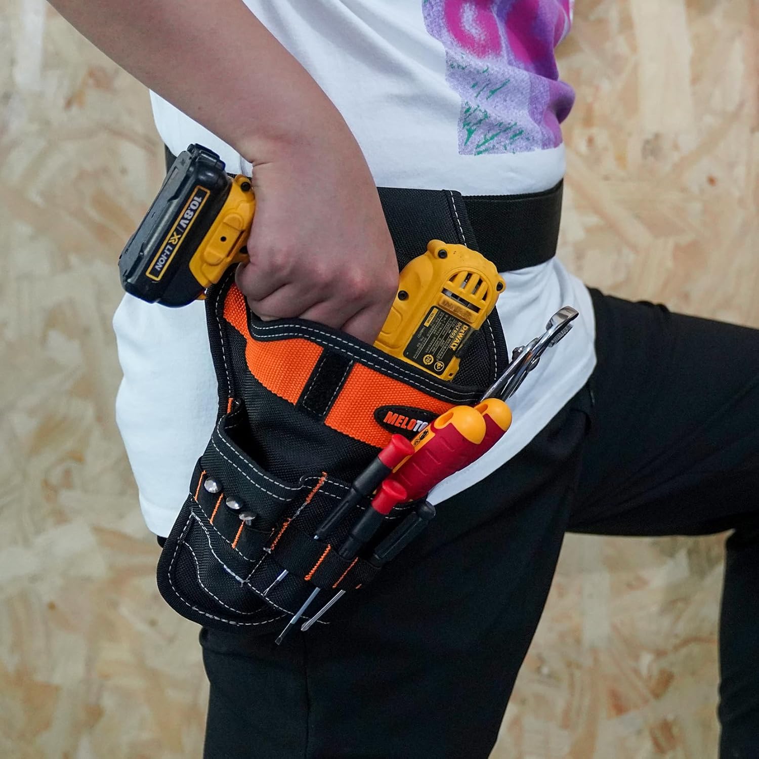 【MDH01-R】MELOTOUGH Left/Right Handed Belt Cordless Drill Holster for Tool Belt Drill Pouch Impact Driver Holster for Drill bits