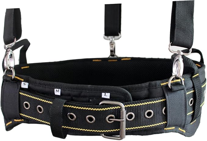 【WB003】MELOTOUGH Padded Tool Belt with handle strap Construction Work Belt with 4 ring to hook with Tool Belt Suspenders(work suspenders not included) 5 inch Padded Tool Belt