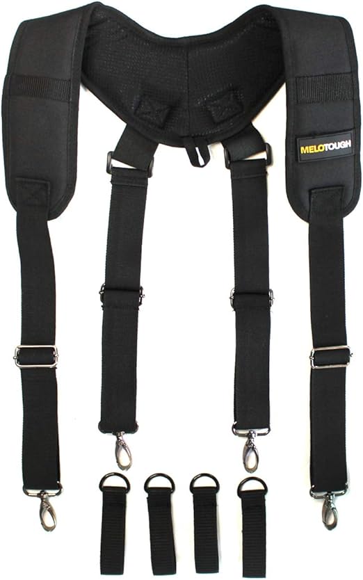 【SW001B-3】MELOTOUGH Construction Work Belt Padded Suspender Tool Belt Suspenders for Electrican Heavy Duty Big and Tall