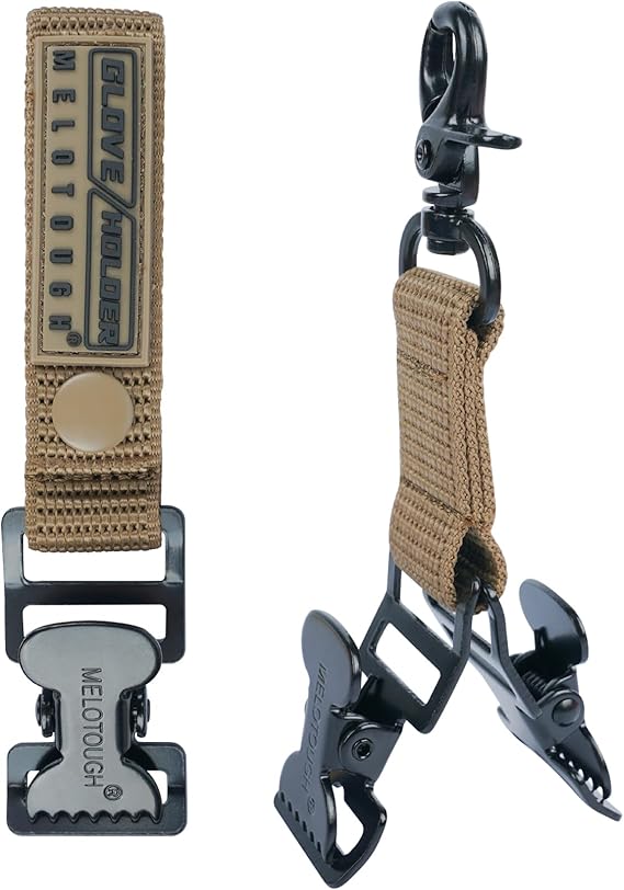 【MGH06-Black】MELOTOUGH Firefighter Glove Strap | Work Glove Holder Clip with Glove Leash Swivel Snap Hook,Alligator Clip