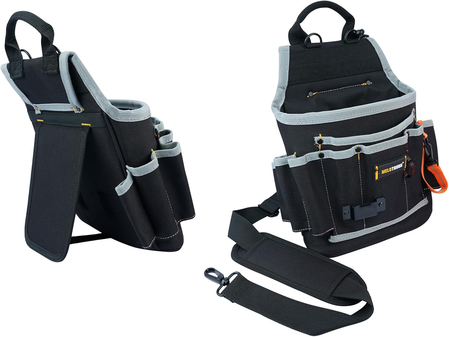 【MAP003-Grey】MELOTOUGH Electrician Tool Pouch Tool Belt Pouches Multiple Pockets Tool Organizer for Technician, Maintenance, HVAC