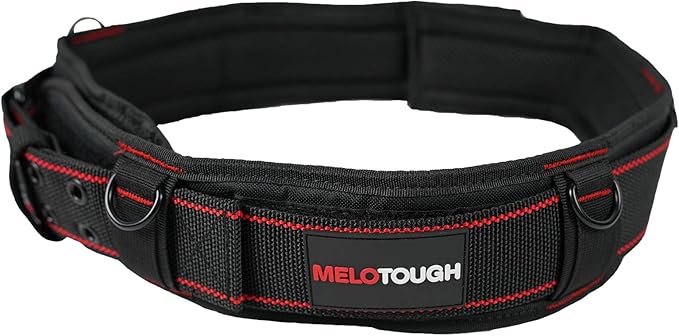 【WB001-Red-S】MELOTOUGH Padded Tool Belt with D ring for men construction Strong Durable Double Metal Roller Buckle,adjustable waist 33'-47 'thick confortable foam padding (XL)