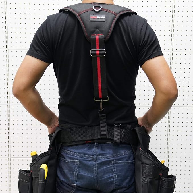 MELOTOUGH Tool Belt Suspenders – Heavy Duty Padded Work Suspenders for Electricians, Construction & Farmers