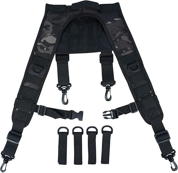 【OH001-BLK】MELOTOUGH Tactical Outdoor H-Harness Duty Belt Suspenders (Battle Belt not Included)
