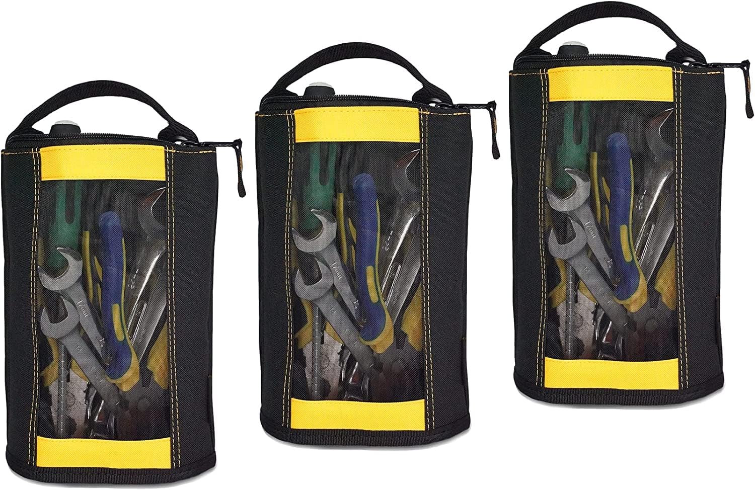 【ZB05】MELOTOUGH Canvas Zipper Tool Pouch Zipper Bag -Fastener Bag with Mesh Window and Hanging Grommets(Yellow)