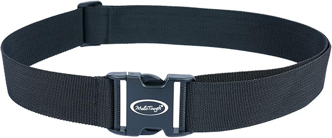 【WB006-Black】MELOTOUGH 2" Nylon Web Work Tool Belt for Men with Heavy Duty Quick Release Rugged Metal Buckle outdoor men's belt Tool Belts (Black)