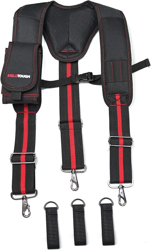 【SW101-Green】MELOTOUGH Tool Belt Suspenders for Work Belt Suspenders Heavy Duty Padded Suspenders for Electrician/Construction/Farmer