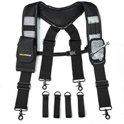 【SW401-Grey】MELOTOUGH Magnetic Tool Belt Suspenders with Magnetic WristBand for Work Belt Padded Suspenders Constrcution