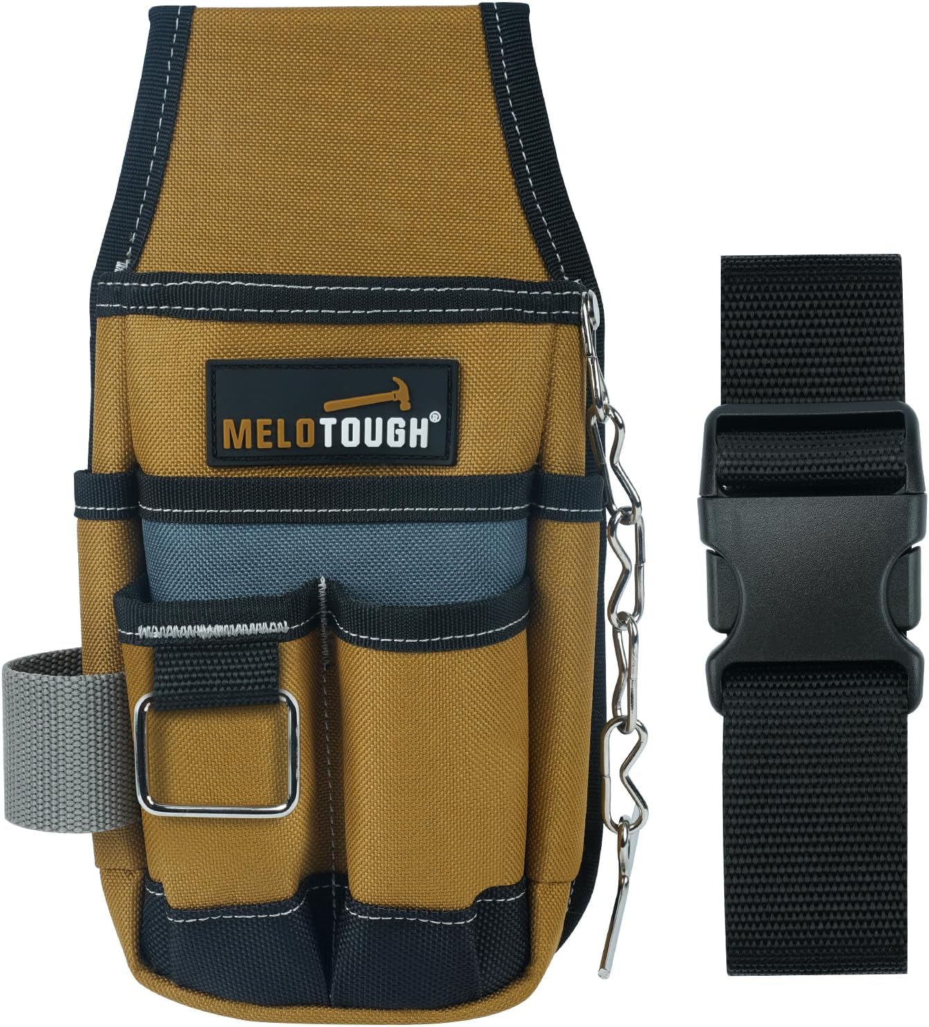 【MAP004-Brown】MELOTOUGH Pocket Tool Pouch Tool Belt Pouches with Belt Clip Utility Mini Tool Organizer Pouch for Electrician,Carpenter,Construction,Technician